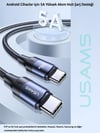 Usams US-SJ524 Örgülü 1.2m Type-C to Type-C 100w PD Hızlı Şarj ve Data Kablosu