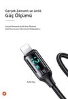Usams US-SJ543 Dijital Göstergeli,Çipli,Örgülü, 1.2m 2.4A Lightning iPhone Şarj ve Data Kablosu