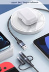 Usams US-SJ547 USB+Type-C To Type-C+Lightning+MicroUSB,1.2m 6 in 1 PD Hızlı Şarj ve Data Kablosu