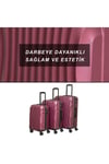 Wavy Abs Kabin, Orta Ve Büyük Boy 3lü Kırılmaz Valiz Seti-bordo