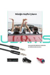 Yp-01 3.5mm Güçlendirilmiş Çeperli Ultra Dayanıklı 1m Aux Ses Kablosu Uyumlu