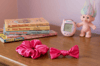 Fuşya Işıltılı Scrunchie ve Fiyonk Yan Toka Seti 
