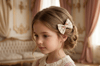 Little Princess Nakışlı ve El İşçiliği 2'li Vintage Fiyonk Toka Seti-Limited Edition