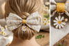 Papatya Detaylı Fiyonk Saç Tokası - Per Capelli