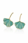 Azure Leaf Küpe Zirkon Taşlı Turkuaz Kadın Küpe 14 K