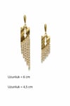 Crystal Rain Asimetrik Çelik 14K Zirkon Taşlı Kadın Küpe