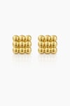 Gold Grid Zirkon Taşlı Kadın Çelik Küpe 14K k