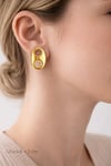 Muben Orbit Gold Çelik 14KK Kadın Küpe