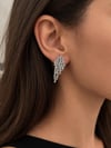 Muben Piramit Baget Kadın Zirkon Taşlı Beyaz 14K K Küpe