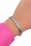 Muben Silver Chevron 14 k Beyaz Çelik Zirkon Taş Kuyumcu İşçilik Kadın Bileklik