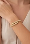 Muben Snike 14kk Silver Gold Çelik Zirkon Taş Kadın Bileklik