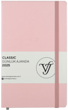 PASİF VJ AJANDA 2025 GÜNLÜK 13x21 CLASSIC SERT KAPAK IVORY 70 GR LASTİKLİ PEMBE 384 SF. 124-1453