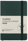 PASİF VJ AJANDA 2025 GÜNLÜK 9x14 CLASSIC SERT KAPAK IVORY 70 GR LASTİKLİ YEŞİL 384 SF. 124-1486