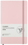 VJ AJANDA 2025 HAFTALIK 13x21 CLASSIC SERT KAPAK IVORY 100 GR LASTİKLİ PEMBE 144 SF. 124-1415