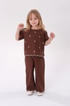 Kahverengi Lazer Kesim Nakışlı Alt Üst Takım