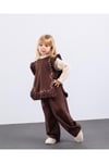 Kız Çocuk Gabardin Yelekli 3lü Takım