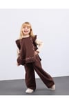 Kız Çocuk Gabardin Yelekli 3lü Takım