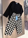 La'ciel Paris Siyah Beyaz Damalı Balloon Jeans Thisirt Set