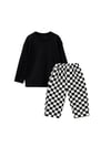 La'ciel Paris Siyah Beyaz Damalı Balloon Jeans Thisirt Set