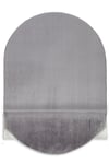 Comfort Oval Overloklu Peluş Halı Gri