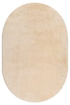 Oval Comfort Overloklu Peluş Halı Bej
