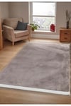Vl Comfort Düz Saçaklı Peluş Yolluk Kahverengi