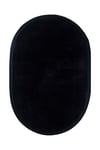 Vl Comfort Oval Düz Saçaklı Peluş Yıkanabilir Siyah Yolluk