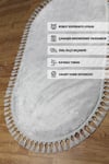 Vl Comfort Oval Ponpon Saçaklı Peluş Halı Gri