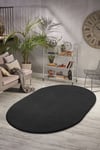 Vl Comfort Oval Saçaksız Peluş Yıkanabilir Siyah Yolluk