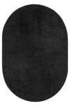 Vl Comfort Oval Saçaksız Peluş Yıkanabilir Siyah Yolluk