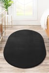 Vl Comfort Oval Saçaksız Peluş Yıkanabilir Siyah Yolluk