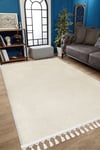 Vl Comfort Ponpon Saçaklı Peluş Halı Ekru