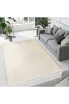 Vl Comfort Ponpon Saçaklı Peluş Halı Ekru
