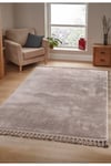 Vl Comfort Ponpon Saçaklı Peluş Post Halı Kahverengi