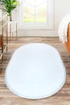 Vl Oval Comfort Düz Saçaklı Peluş Halı Beyaz