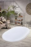 Vl Oval Comfort Düz Saçaklı Peluş Halı Beyaz