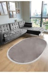 Vl Oval Comfort Düz Saçaklı Peluş Halı Kahverengi