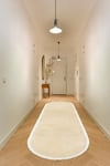 Vl Oval Comfort Düz Saçaklı Peluş Yolluk Bej