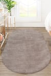 Vl Oval Comfort Overloklu Peluş Halı Kahverengi
