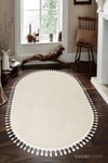 Vl Oval Comfort Ponpon Saçaklı Peluş Halı Ekru
