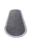 Vl Oval Comfort Ponpon Saçaklı Peluş Halı Antrasit