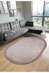 Vl Oval Comfort Ponpon Saçaklı Peluş Post Halı Kahverengi Halı