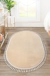 Vl Oval Comfort Ponpon Saçaklı Peluş Yolluk Bej