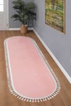 Vl Oval Comfort Ponpon Saçaklı Peluş Yolluk Halı Pembe