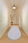 Vl Oval Comfort Ponpon Saçaklı Peluş Yolluk Açık Gri