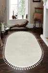 Vl Oval Comfort Ponpon Saçaklı Peluş Yolluk Ekru