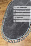 Vl Oval Comfort Ponpon Saçaklı Peluş Yolluk Halı Antrasit