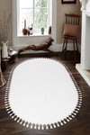 Vl Oval Comfort Ponpon Saçaklı Peluş Yolluk Beyaz