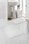 Vl Yıkanabilir Premium Ponpon Saçaklı Kaymaz Taban Post Peluş Banyo Paspası 2'li Takım Ekru