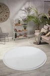 Vl Yuvarlak Comfort Düz Saçaklı Peluş Beyaz